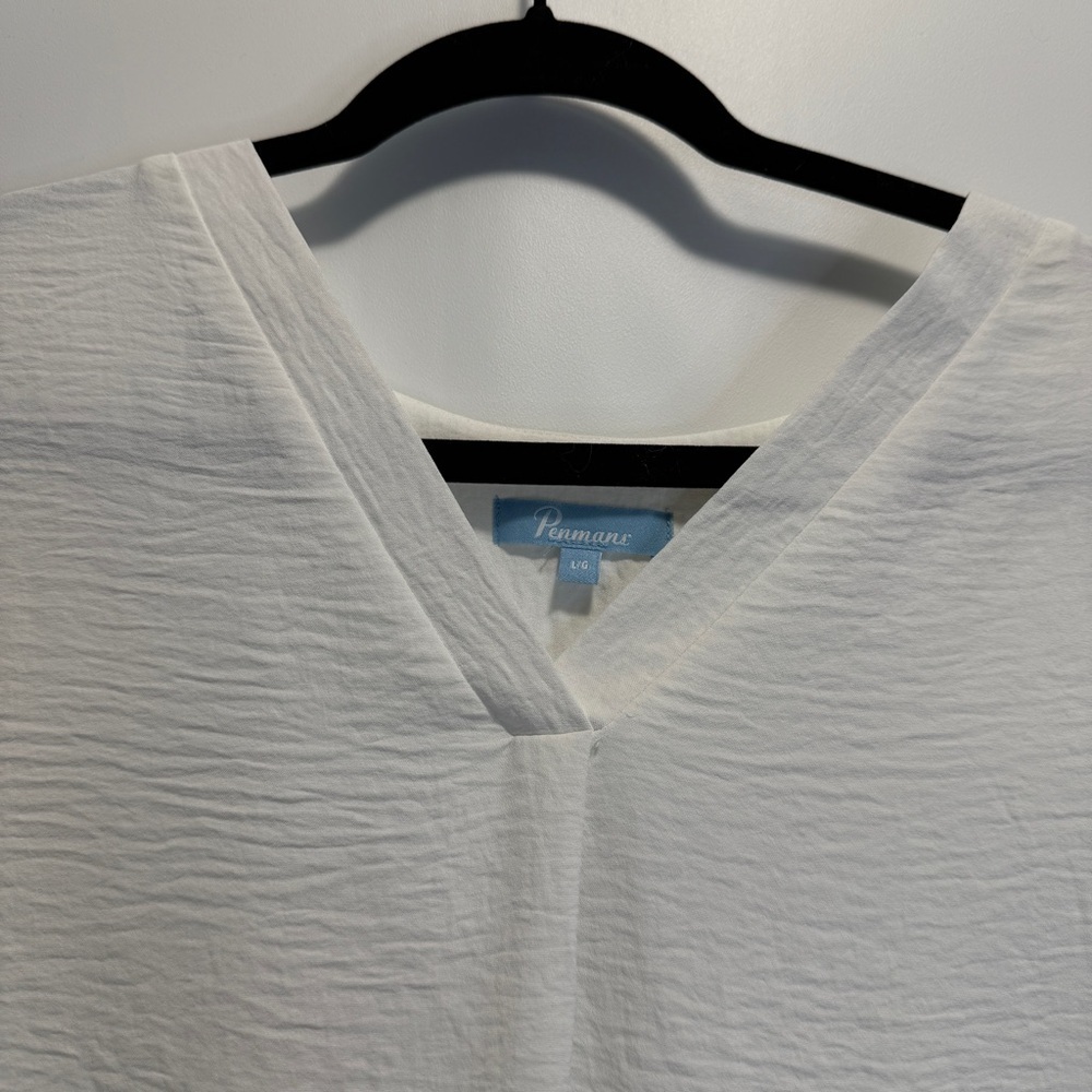Penmans White V-Neck Women's Blouse size Large - Picture 4 of 12